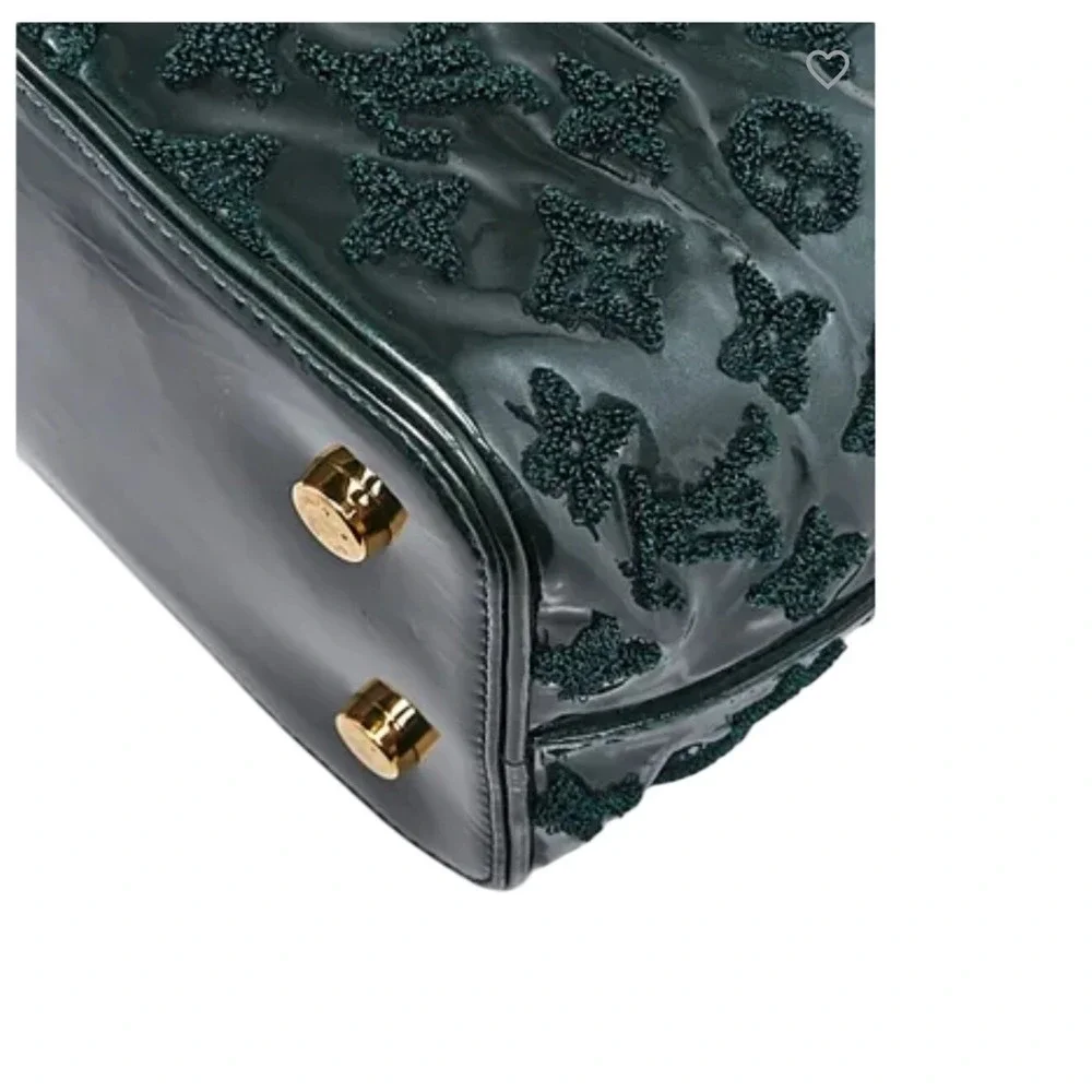 Louis Vuitton Lockit‎ MM Women Medium Green Excellent Monogram Tuile Patent Bag